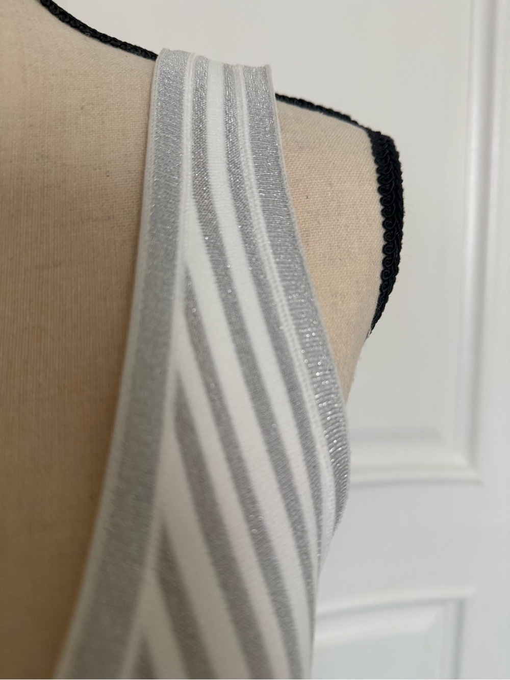 Alaia White and silver Striped V-Neck Knit Dress - Picture 6 of 7